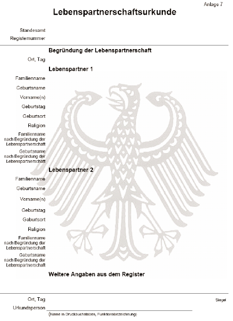 Lebenspartnerschaftsurkunde