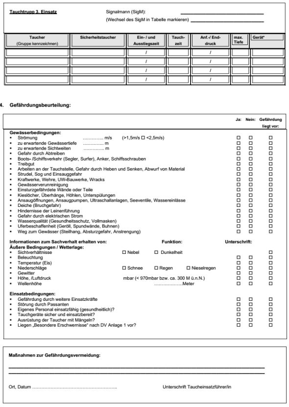 Taucheinsatzprotokoll Seite 2